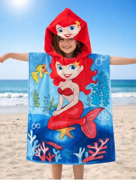 Kids Mermaid Patterned Hoodie Towel